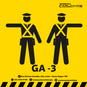 gesto do agente de trânsito GA 03: Braços estendido horizontalmente, com a palma da mão para frente, do lado do trânsito a que se destina.