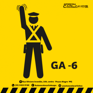 gesto do agente de trânsito GA 06: braços estendidos verticalmente, com movimento de antebraço e a palma da mão voltada para a trás.